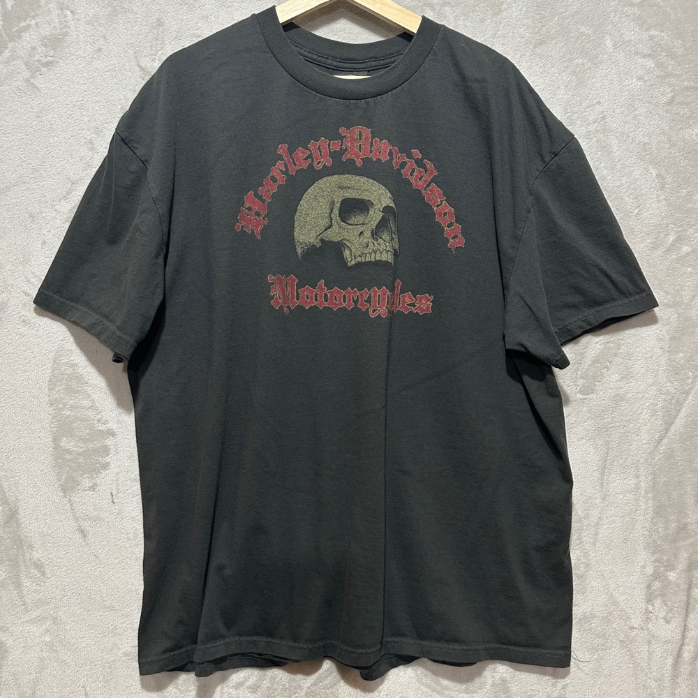 Harley Davidson Bakersfield CA Skull Graphic T-Shirt Mens 2XL Gray Short Sleeve